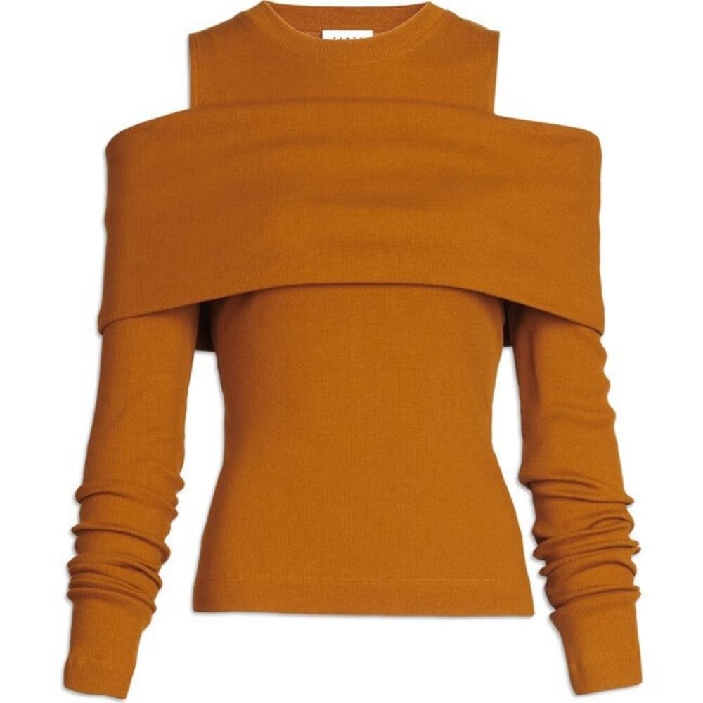 TANYA TAYLOR Sanna Top Caramel Orange Tan Shoulder Cutouts Wraparound Band NEW - Picture 12 of 16